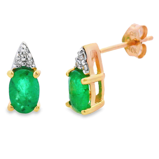 Pendientes de oro amarillo de 10 kt con diamantes talla esmeralda de 1,03 ct
