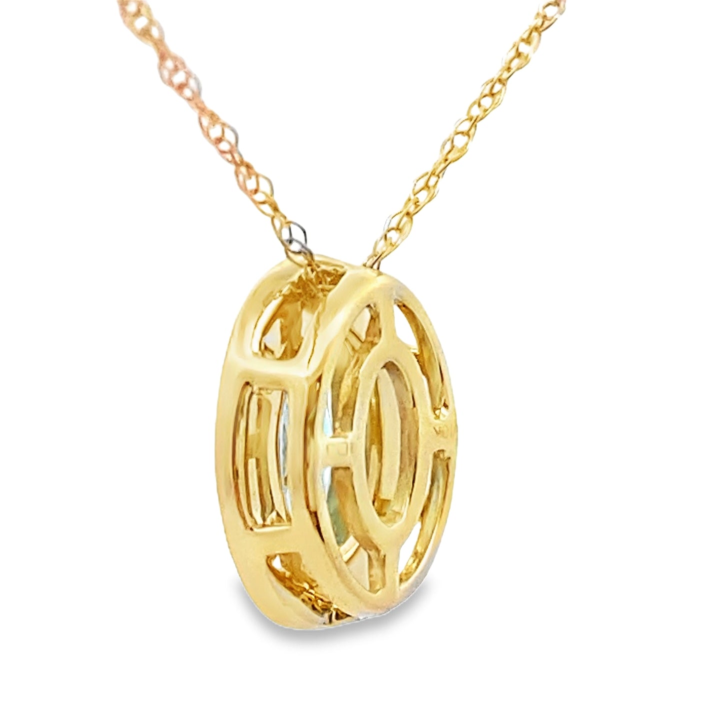 Colgantes de moda de topacio azul y diamantes en oro amarillo de 10 qt