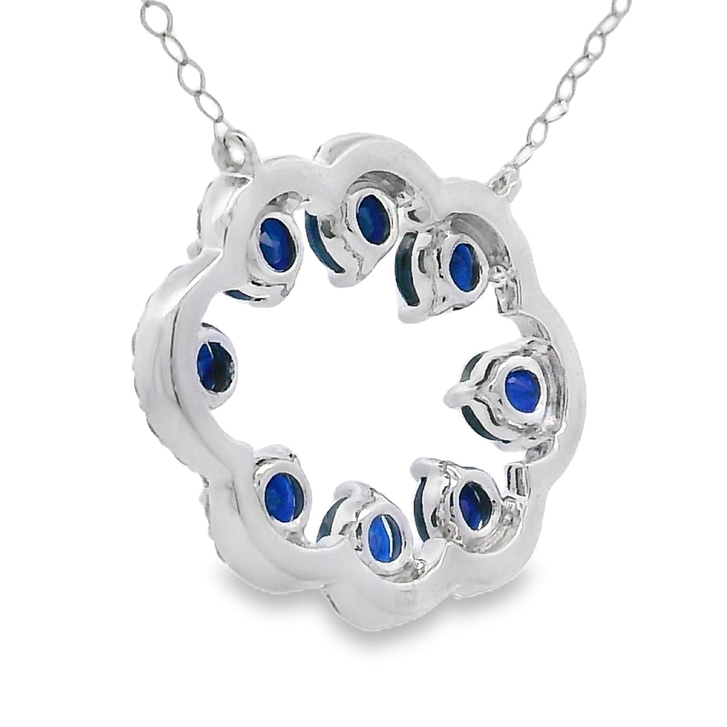 Colgantes de moda de zafiro y diamante en oro blanco de 14kt