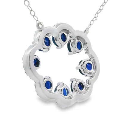 Colgantes de moda de zafiro y diamante en oro blanco de 14kt