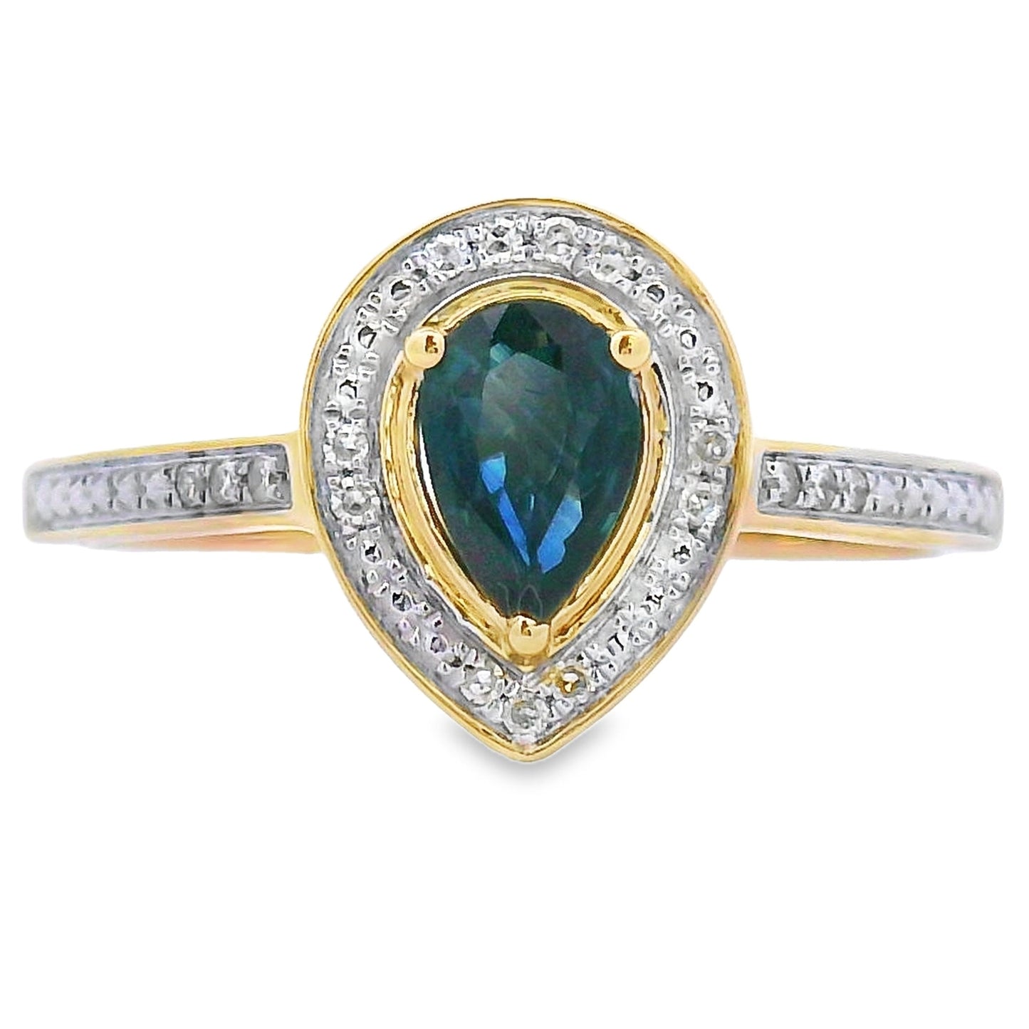 Anillo de zafiro y diamante de 0,54 ct en oro amarillo de 10 kt