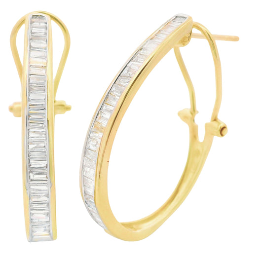 Pendientes de aro con diamante de 1,00 ct en oro amarillo de 14 K