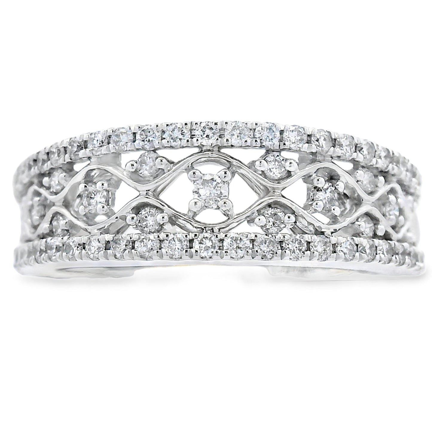 Anillos de banda de moda con diamantes de 0,50 ct en oro blanco de 10 kt