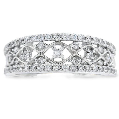 Anillos de banda de moda con diamantes de 0,50 ct en oro blanco de 10 kt