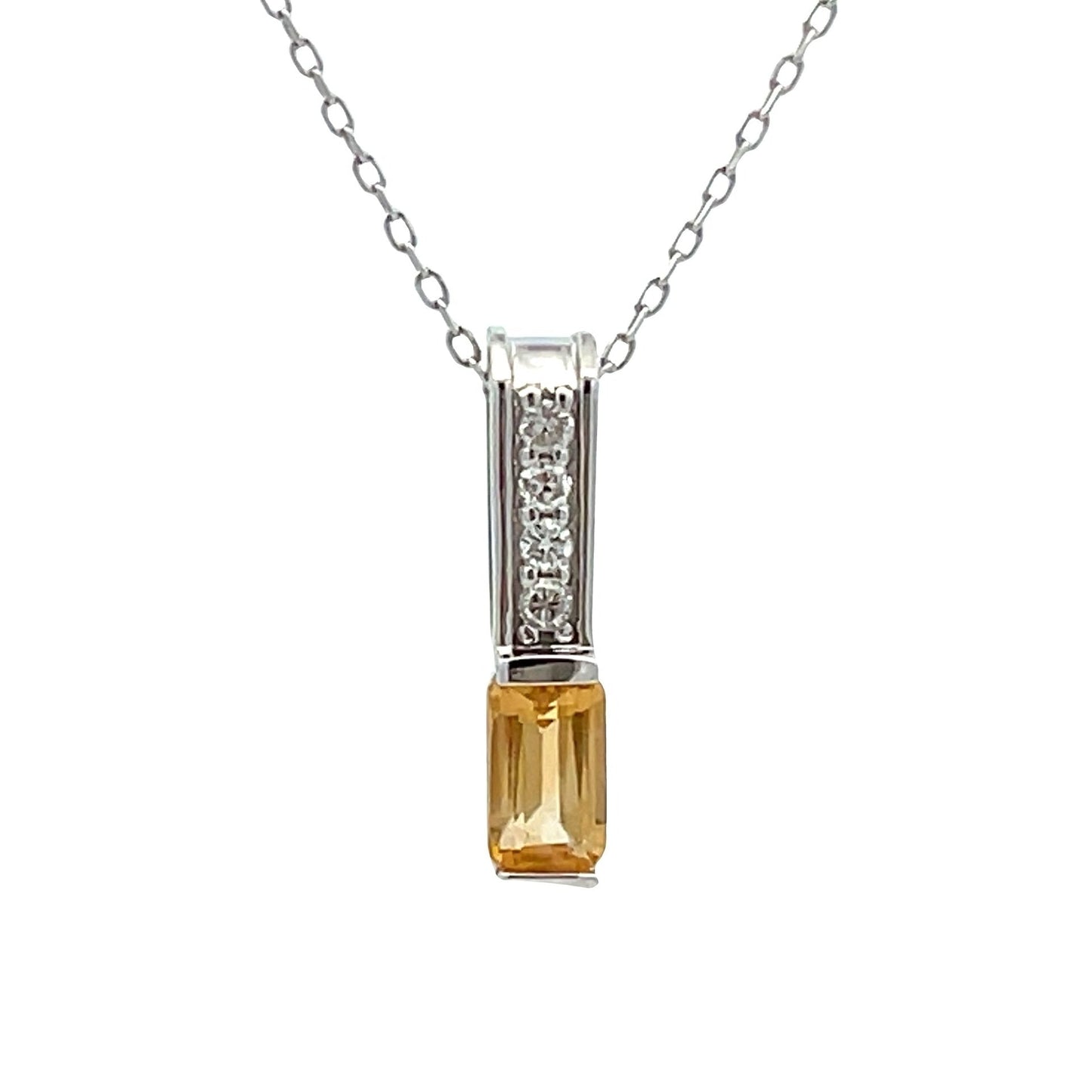 Colgantes de moda de citrino y diamantes de 0,06 ct en oro blanco de 10 kt