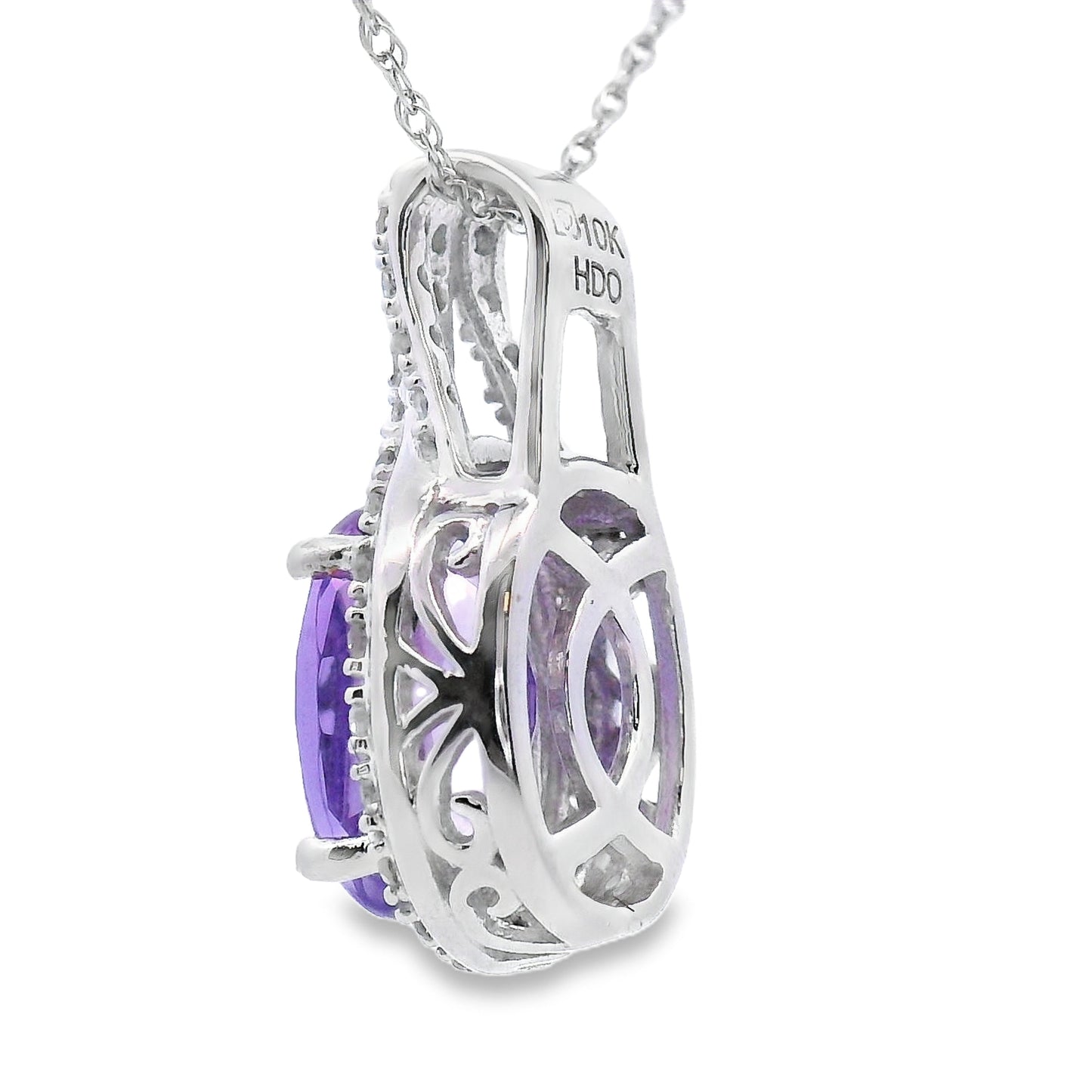 Colgantes de moda de amatista y diamante Oro blanco de 10 qt