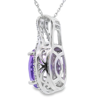 Colgantes de moda de amatista y diamante Oro blanco de 10 qt
