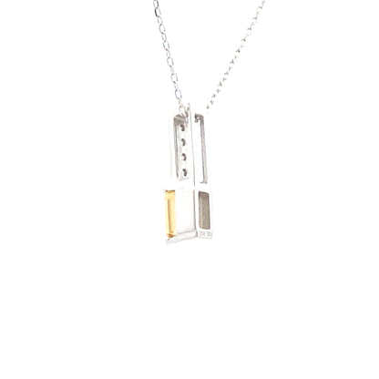 Colgantes de moda de citrino y diamantes de 0,06 ct en oro blanco de 10 kt