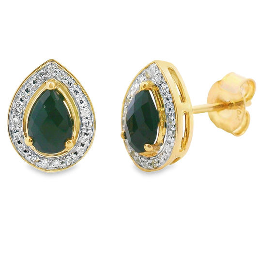Pendientes colgantes de ónix y diamantes de 0,96 ct en oro amarillo de 10 K