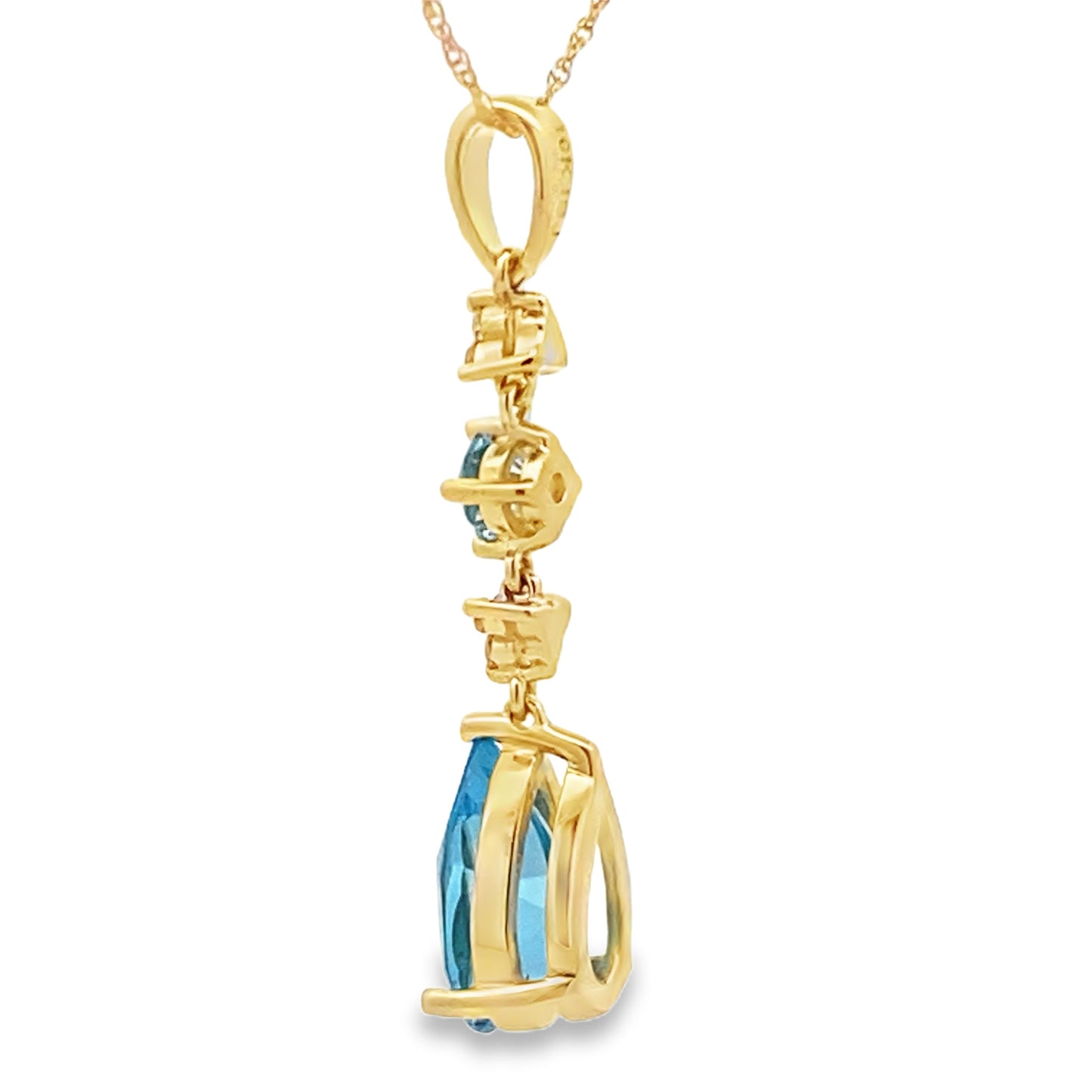 Colgantes de moda de topacio azul y diamantes en oro amarillo de 10 qt