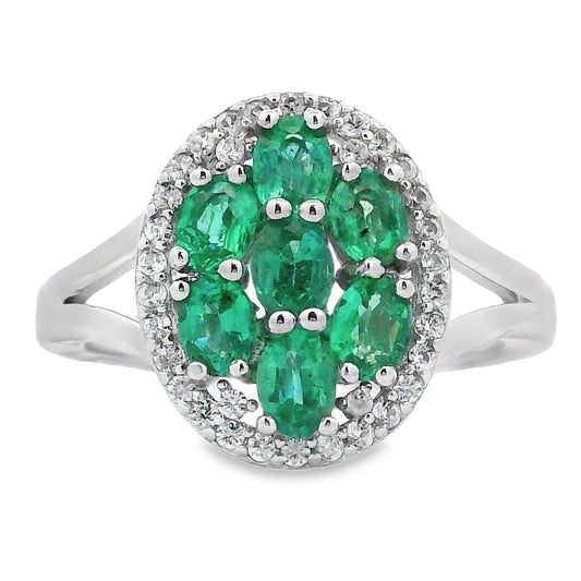 Anillo de Plata de Ley con Circonita Esmeralda de 1.44ct