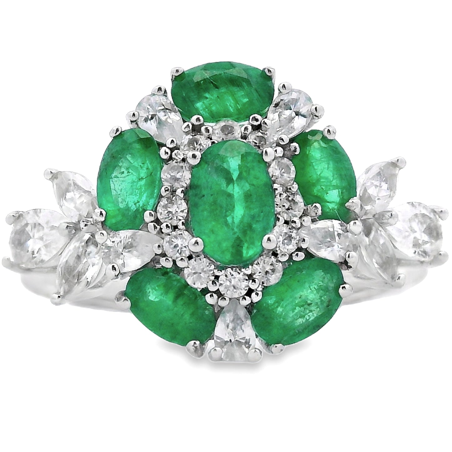 Anillo de circonita esmeralda de 2,98 ct de plata de ley