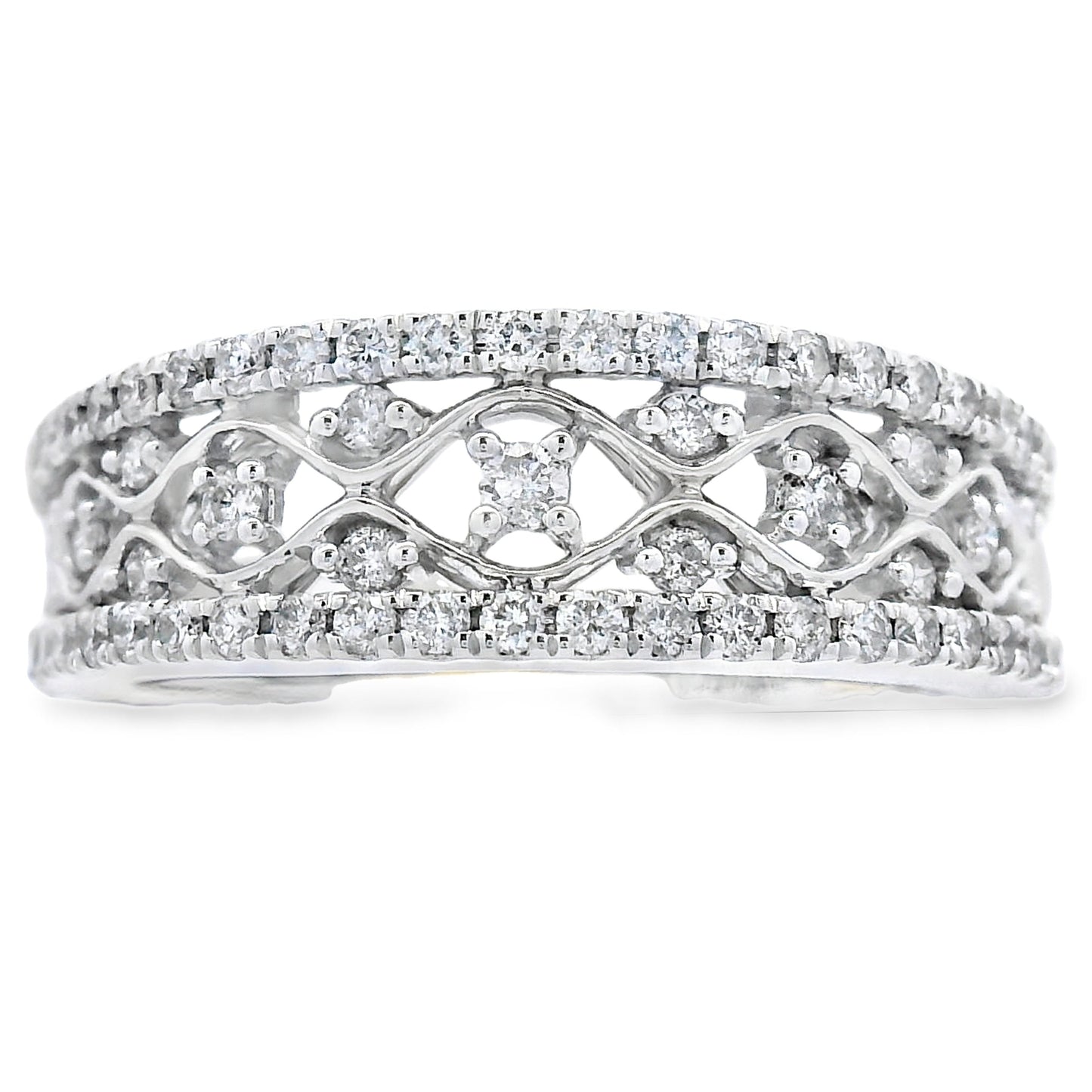 Anillos de banda de moda con diamantes de 0,50 ct en oro blanco de 10 kt