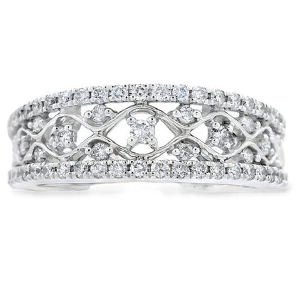 Anillos de banda de moda con diamantes de 0,50 ct en oro blanco de 10 kt