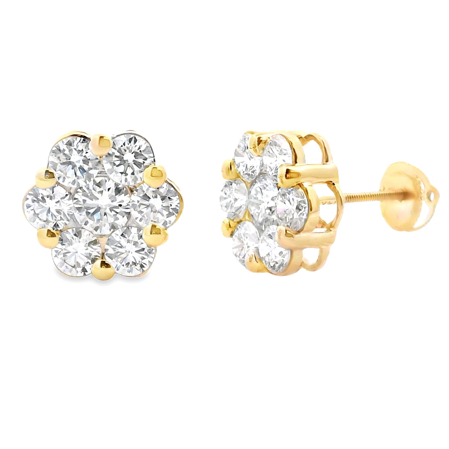 Pendientes de diamante cultivado en laboratorio de 3,93 ct, oro amarillo de 14 kt