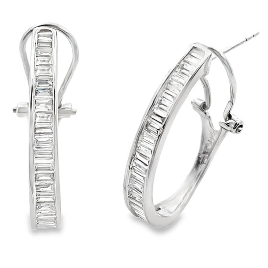 Pendientes de aro de oro blanco de 14 quilates con diamantes cultivados en laboratorio de 1,00 ct