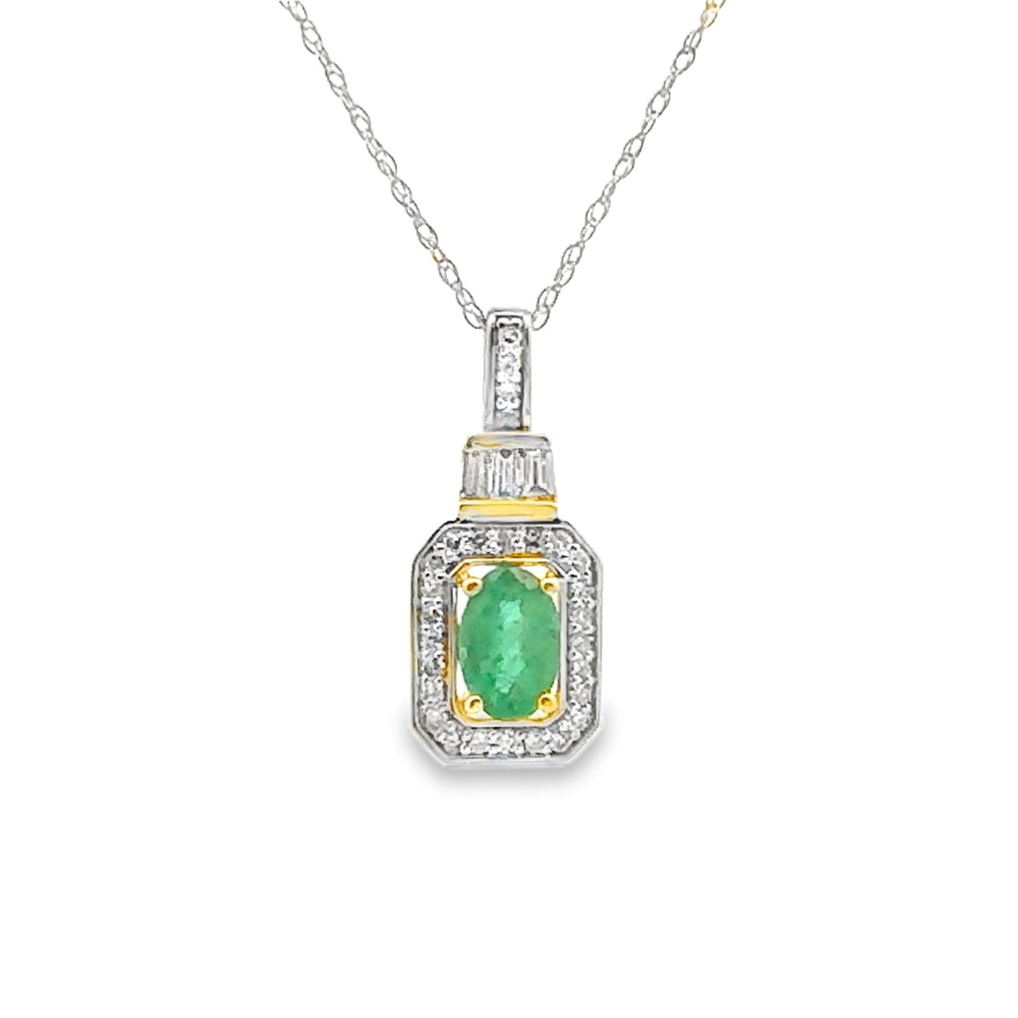 Colgantes de moda de diamante esmeralda de .57 ct oro amarillo de 14 KT