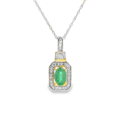 Colgantes de moda de diamante esmeralda de .57 ct oro amarillo de 14 KT