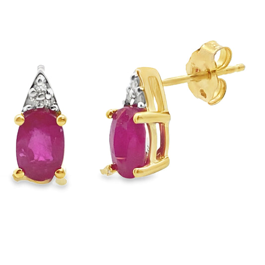 Pendientes de Rubí y Diamantes de 1.38ct Oro Amarillo de 10KT