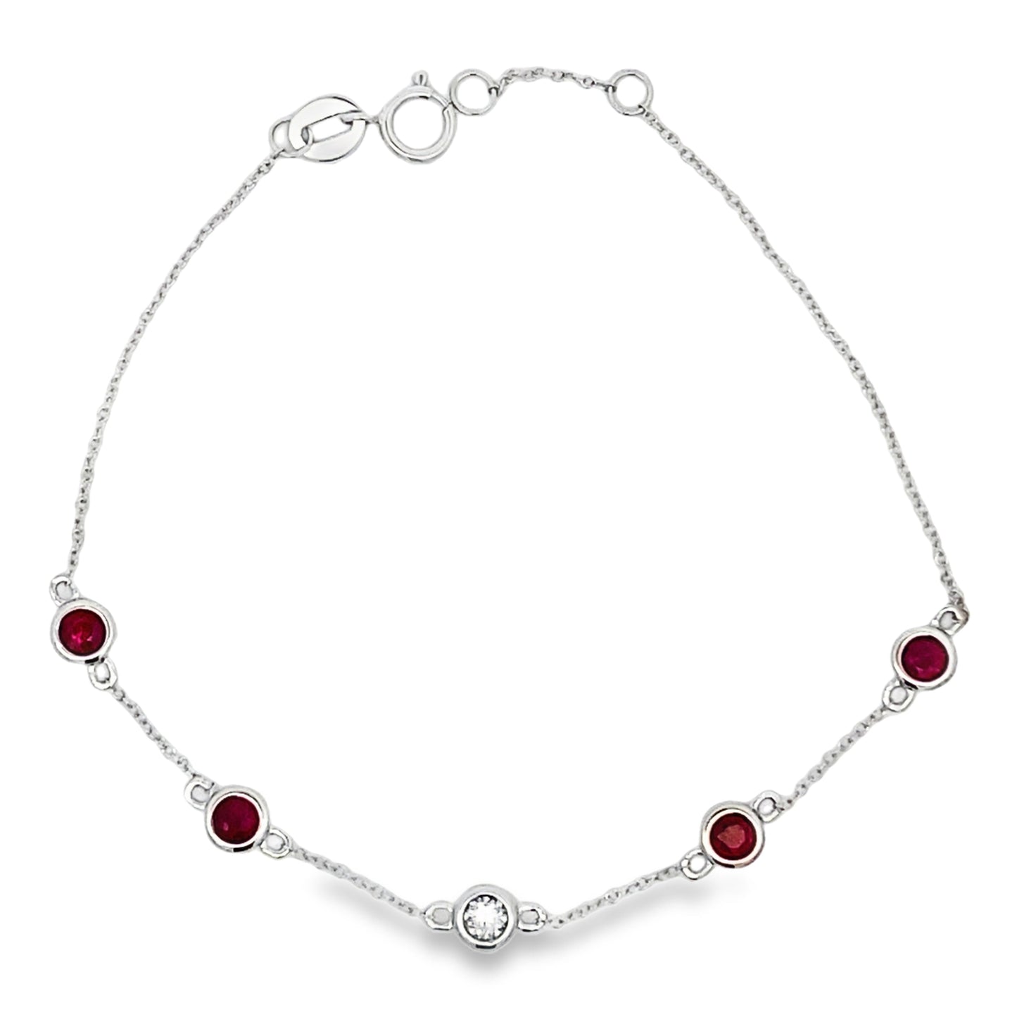 Pulsera de rubíes y diamantes de 0,71 ct, oro blanco de 14 K