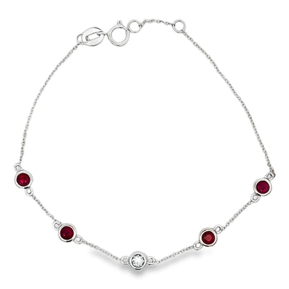 Pulsera de rubíes y diamantes de 0,71 ct, oro blanco de 14 K