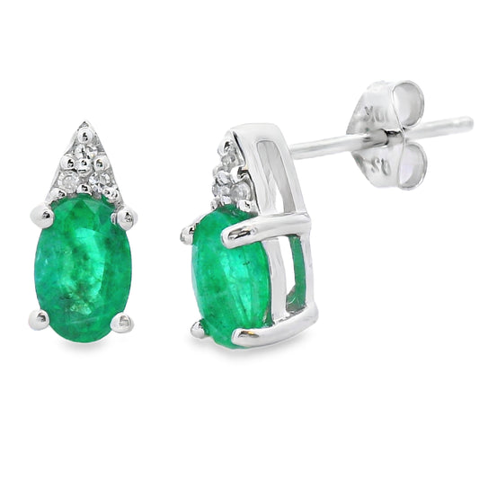 Pendientes de 1,03 ct con diamantes esmeralda de oro blanco de 10 kt