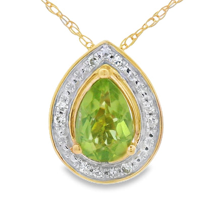 Colgantes de moda de peridoto y diamante de .47ct en oro amarillo de 10kt