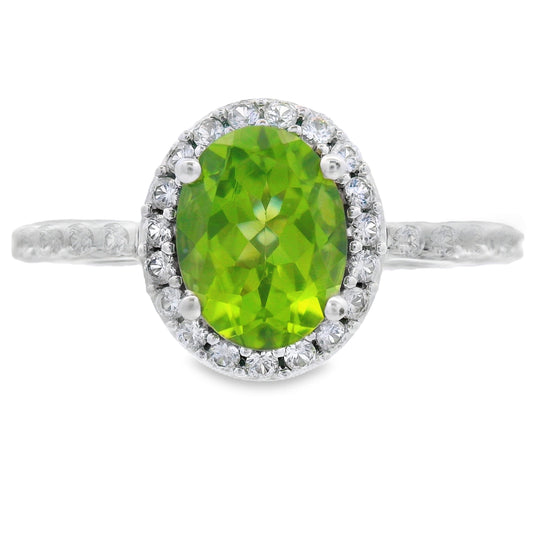 Anillo de Plata de Ley con Zafiro Creado Peridoto