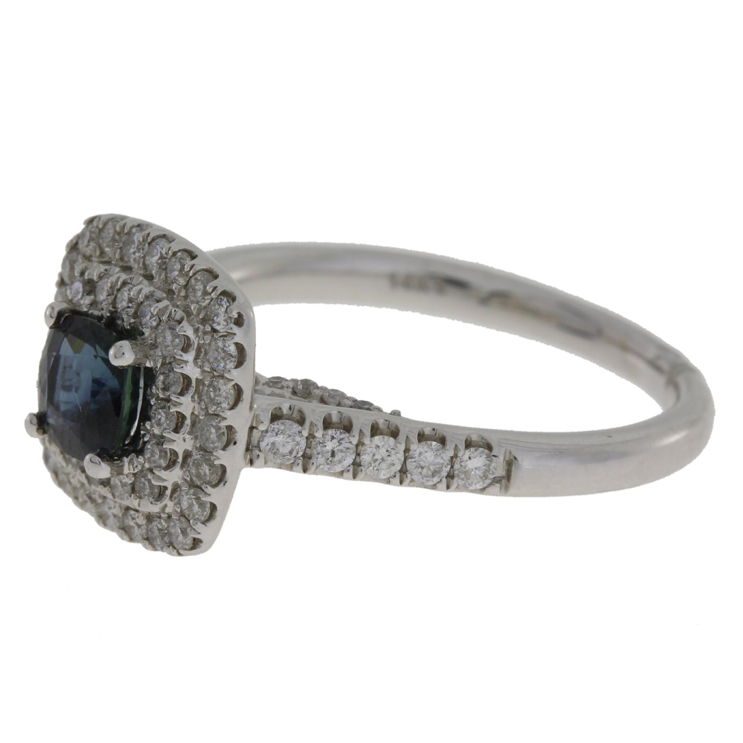 Anillo de Zafiro y Diamantes de 1.22ct Oro Blanco de 14KT
