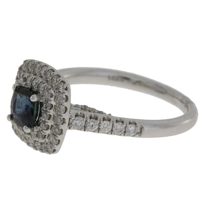 Anillo de Zafiro y Diamantes de 1.22ct Oro Blanco de 14KT