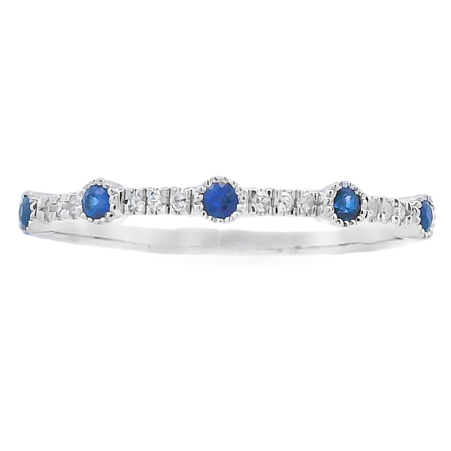 Anillo apilable de Zafiro y Diamantes en Oro Blanco de 14kt