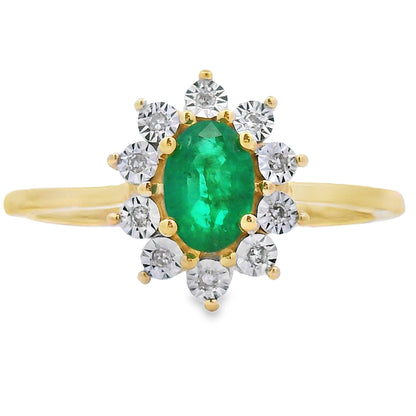 Anillo de oro amarillo de 10 qt con diamante talla esmeralda de 0,43 ct