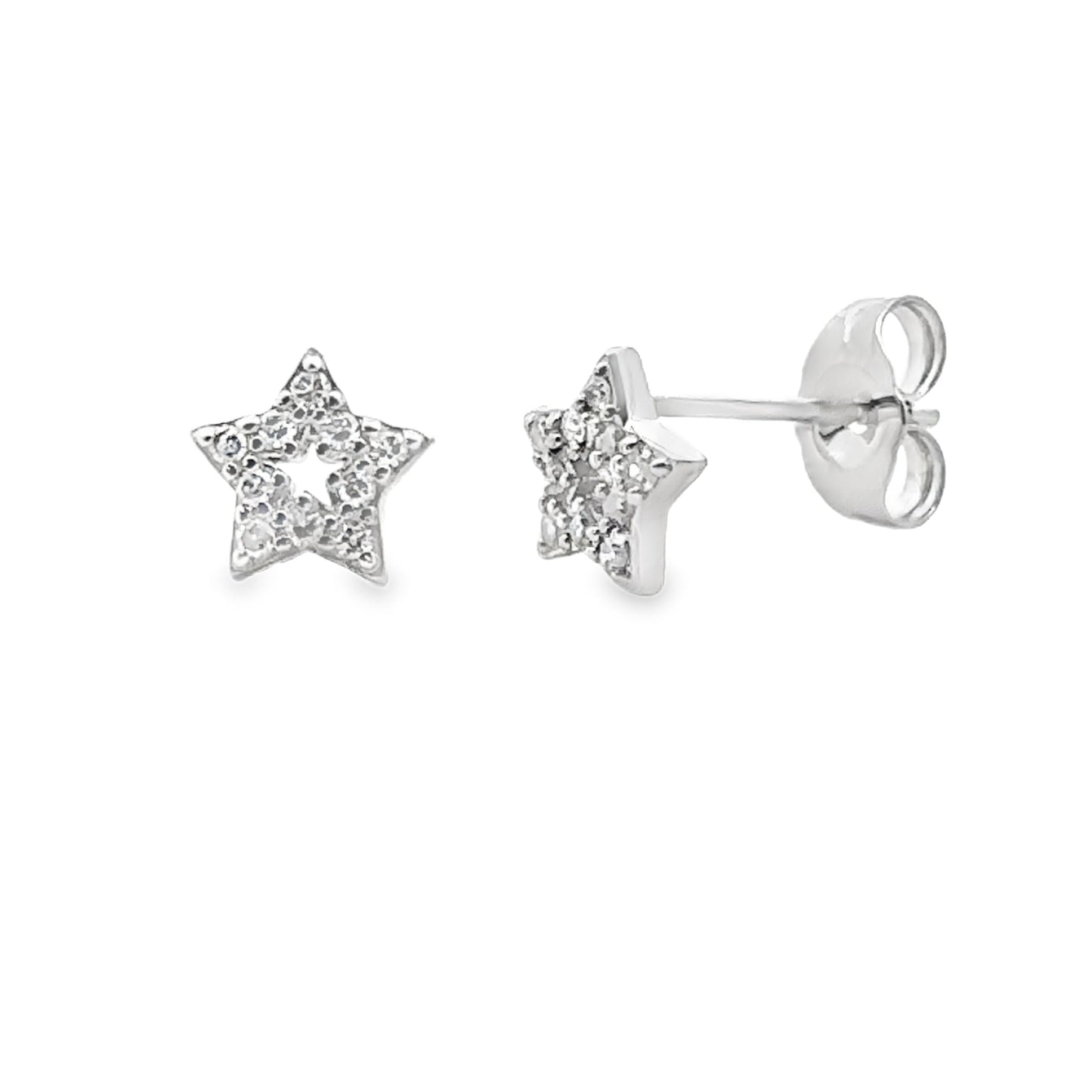 Pendientes de diamante de 0,05 ct de oro blanco de 14 kt