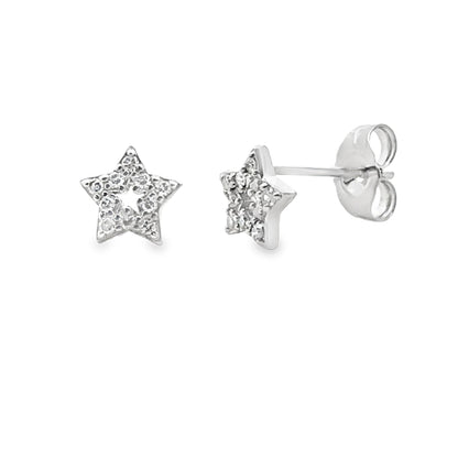 Pendientes de diamante de 0,05 ct de oro blanco de 14 kt