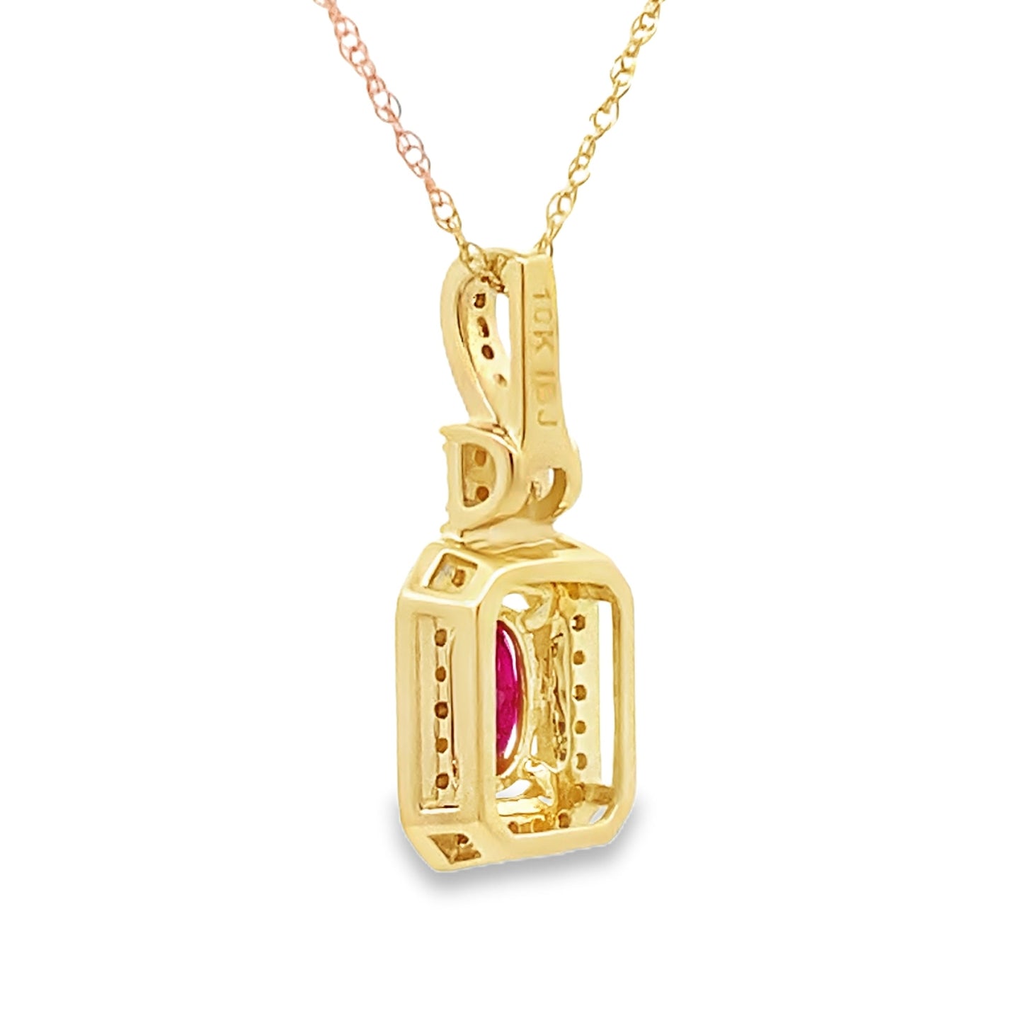 Colgantes de moda de rubí y diamantes de .66 ct Oro amarillo de 10 kt