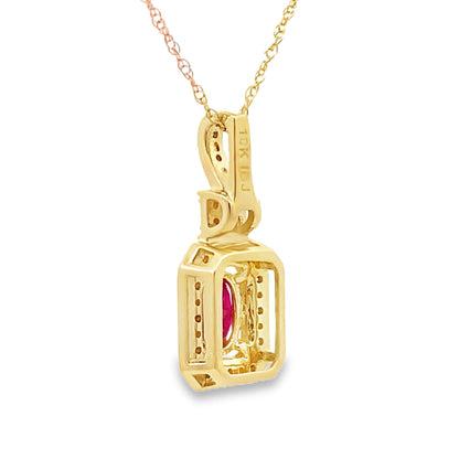 Colgantes de moda de rubí y diamantes de .66 ct Oro amarillo de 10 kt