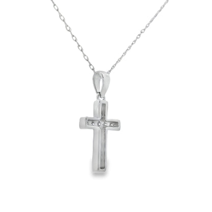 .12ct Diamond Cross Religious Pendant 14KT White Gold