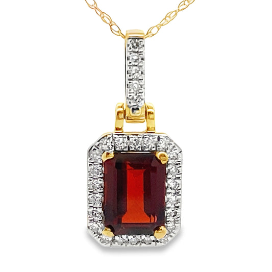 Colgantes de moda de granate y diamante de 1,31 ct en oro amarillo de 10 kt