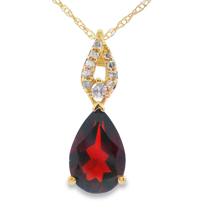 Colgantes de moda de granate y diamante de 1,38 ct, oro amarillo de 10 kt
