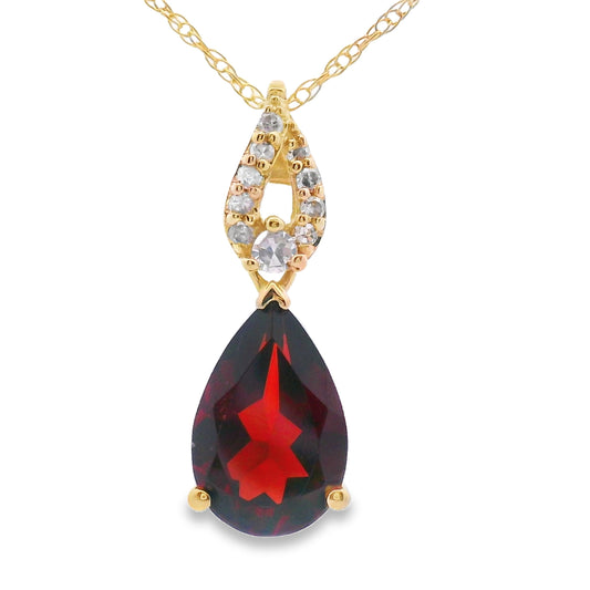 Colgantes de moda de granate y diamante de 1,38 ct, oro amarillo de 10 kt
