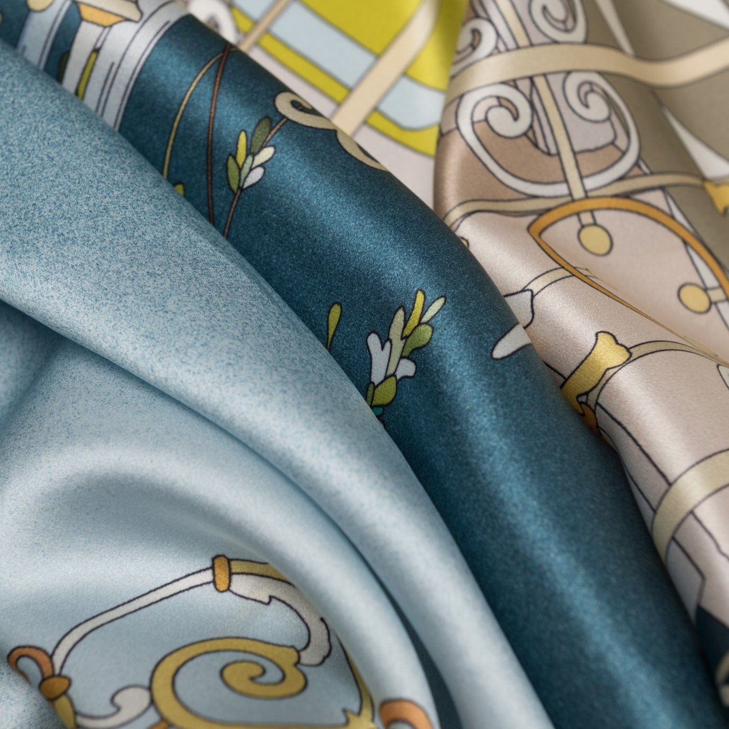Garden of Dreams - Silk Foulard - Aqua