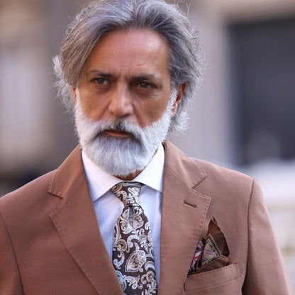 Novara - Printed Silk Tie - Brown