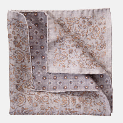 Pascal - Double Sided Silk Pocket Square - Grey & Bronze - My Men's Shop