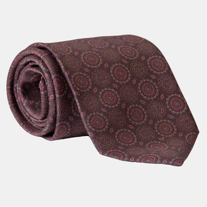 Moretti - Printed Madder Silk Tie - Brown & Burgundy - My Men's Shop