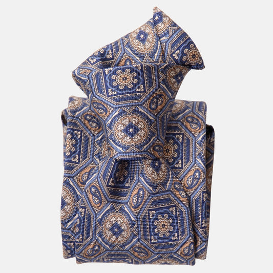 Mantova - Printed Silk Tie - Blue - My Men's Shop
