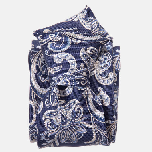 Novara - Printed Silk Tie - Navy - My Men's Shop