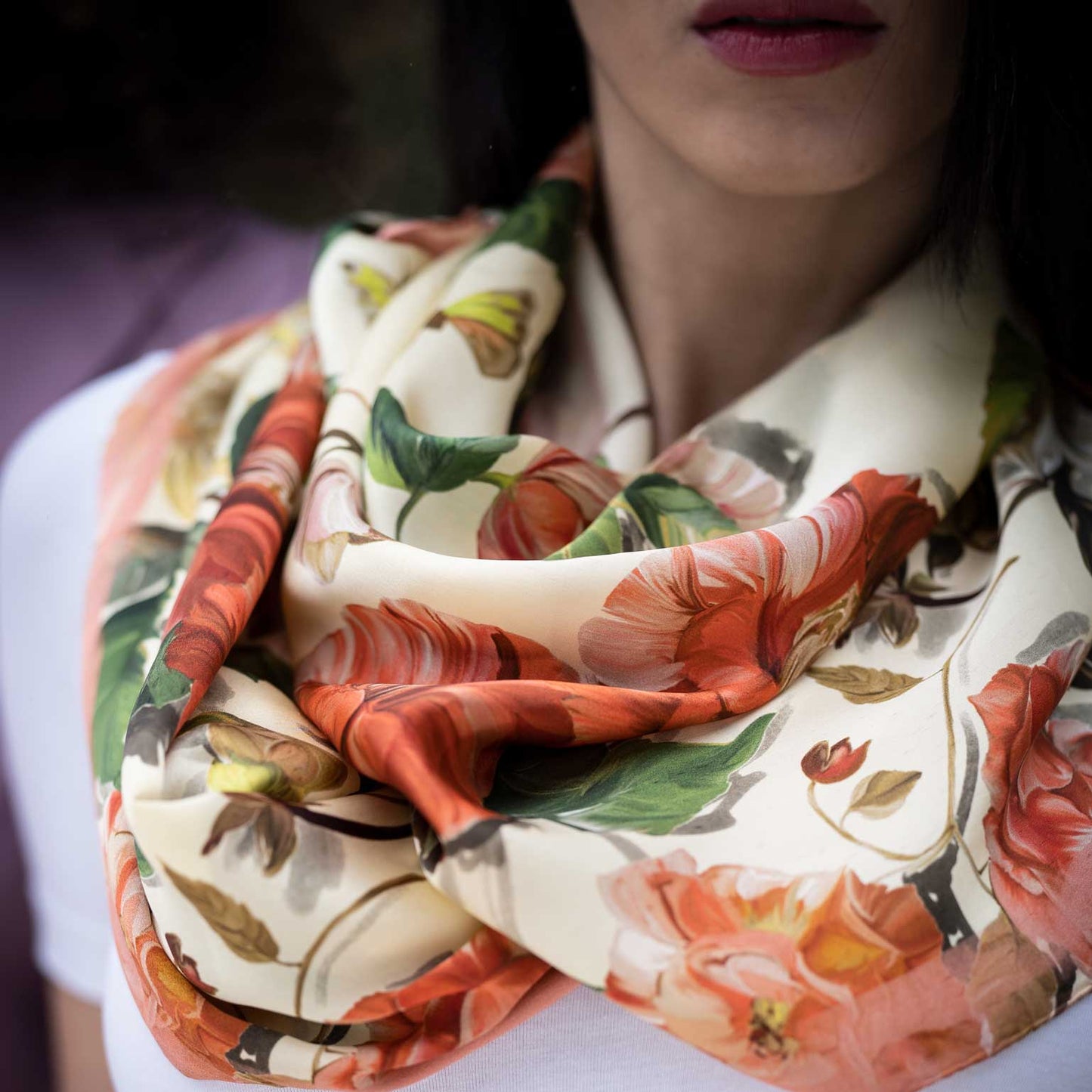 Rosa - Long Silk Scarf - Peach - My Men's Shop