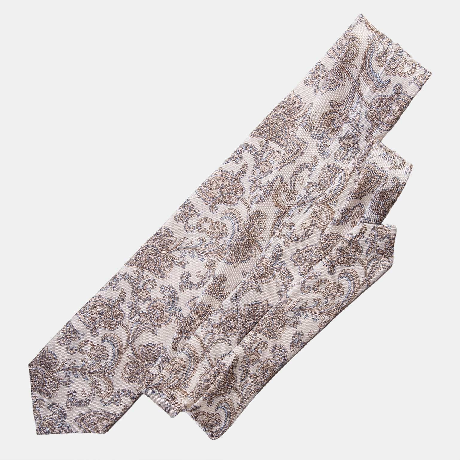Novara - Printed Silk Tie - Ivory - My Men's Shop