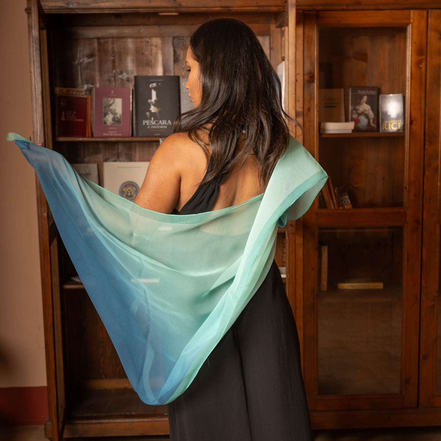 Sophia - Silk Scarf Shawl - Sea Blue - My Men's Shop