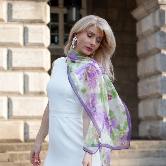 Monique - Long Silk Scarf - Lavender - My Men's Shop